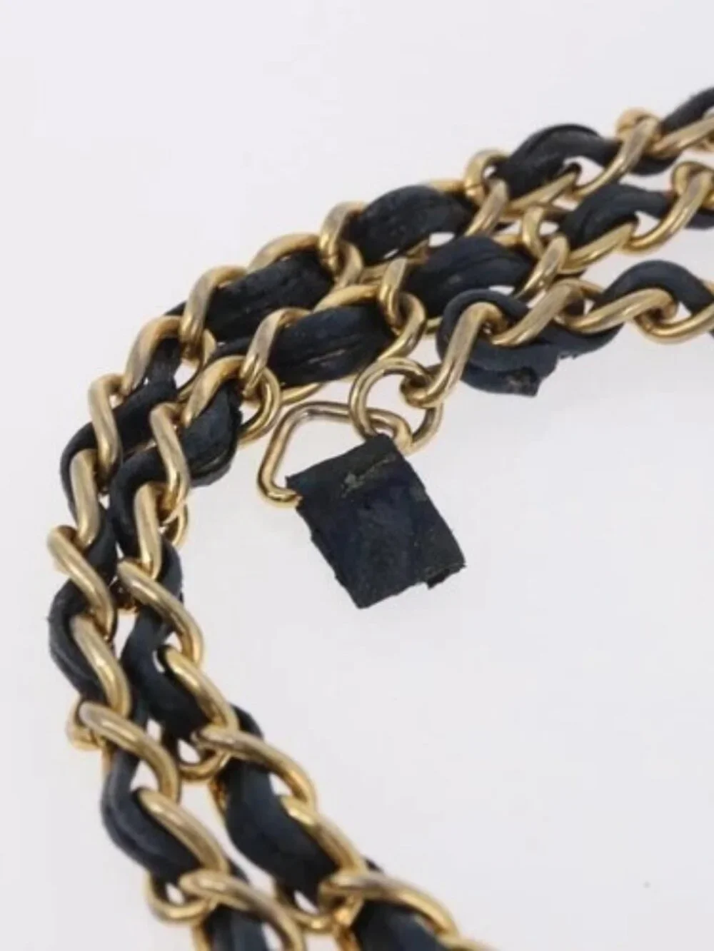 CHANEL Matelasse Chain Shoulder Bag Lamb Skin Navy Gold CC Auth BA10507